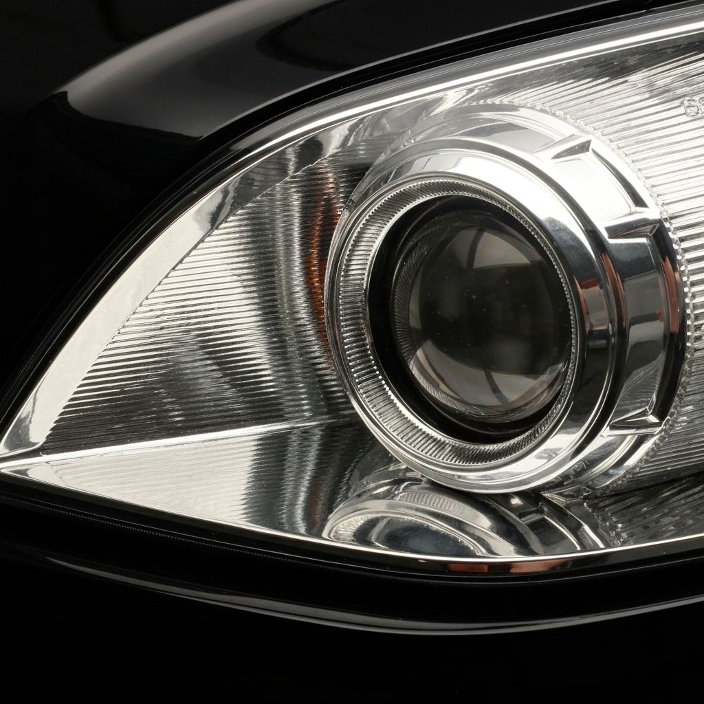 Car headlight detail close-up