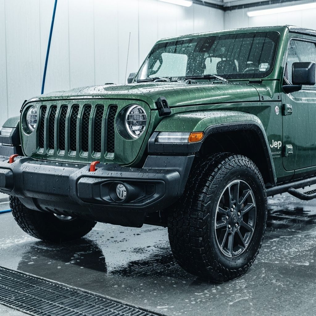 Detailed green Jeep exterior